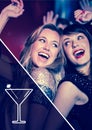 Composition of drink icon over women at party Royalty Free Stock Photo