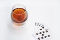 Composition of drinking and playing cards. Royalty Free Stock Photo