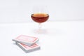 Composition of drinking and playing cards. Royalty Free Stock Photo