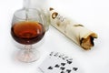 Composition of drinking and playing cards. Royalty Free Stock Photo