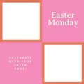 Composition of easter monday text and copy space on multi coloured background Royalty Free Stock Photo