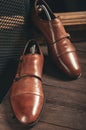 Composition of elegant monk shoes Royalty Free Stock Photo