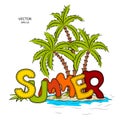 Composition of elements for the design of summer design. Vector illustration