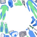 Diving Equipment Border Composition Royalty Free Stock Photo