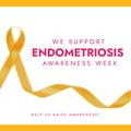 Composition of endometriosis awareness week text with ribbon