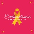 Composition of endometriosis awareness week text with yellow ribbon