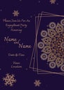 Composition of engagement invitation text over indian pattern on blue background