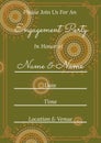 Composition of engagement invitation text over indian pattern on green background