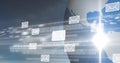 Composition of envelope icons with binary coding over globe Royalty Free Stock Photo