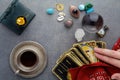 Composition of esoteric objects, used for healing and fortune-telling Royalty Free Stock Photo