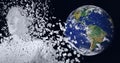 Composition of exploding human bust with over globe Royalty Free Stock Photo