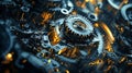 composition features array interconnected mechanical gears revealing complex clockwork designs exceptional macro detail