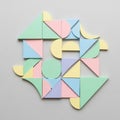 Composition features an array of pastel-colored shapes on a light Royalty Free Stock Photo