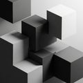 Composition featuring an arrangement of 3D black white and gray cubes Royalty Free Stock Photo