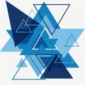 Composition featuring overlapping blue triangles of various shades and Royalty Free Stock Photo