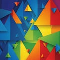 Composition featuring overlapping triangles of various sizes in vivid Royalty Free Stock Photo