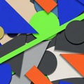 Composition featuring various overlapping geometric shapes in vibrant Royalty Free Stock Photo