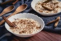 Cooked creamy rice pudding with cinnamon Royalty Free Stock Photo