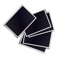 Composition of five blank realistic black photo frames on white