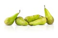A composition of five pears isolated on a white background. Royalty Free Stock Photo