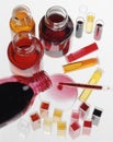 Composition of food coloring liquids Royalty Free Stock Photo