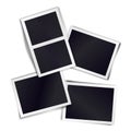 Composition of four blank vintage photo frames on transparent background. Template for design. Vector illustration