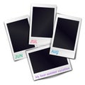 Composition of four blank vintage photo frames on white fone