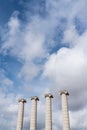 Composition of four ionic column with cloudy sky in the background in vertical view / copy space / pillar / architecture Royalty Free Stock Photo