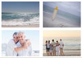 Composition of four summer and holiday photographs and copy space background Royalty Free Stock Photo