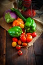 Composition of fresh mixed vegetables just picked Royalty Free Stock Photo