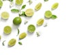 Composition with ripe limes on white background, top view Royalty Free Stock Photo