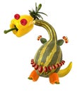 Composition of fruits healthy eating concept, creative dinosaur, vegetarianism