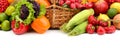 Composition of fruits and vegetables in basket Royalty Free Stock Photo