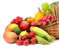 Composition of fruits and vegetables in basket