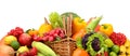 Composition of fruits and vegetables in basket Royalty Free Stock Photo