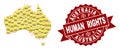 Composition of Gilet Jaunes Protest Map of Australia and Human Rights Stamp Template