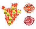 Composition of Gilet Jaunes Protest Map of Burundi and Strike Action Stamps