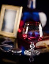 Composition with glass of cognac