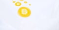Composition of gold bitcoins on white background Royalty Free Stock Photo