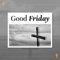 Composition of good friday text with crucifix on grey background