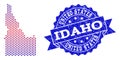 Composition of Gradiented Dotted Map of Idaho State and Grunged Stamp Royalty Free Stock Photo