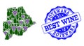 Composition of Grape Wine Map of Botswana and Best Wine Stamp Royalty Free Stock Photo