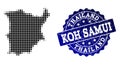 Composition of Halftone Dotted Map of Koh Samui and Grunge Stamp Watermark Royalty Free Stock Photo