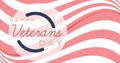 Composition of happy veterans day text, over red and white stripes of american flag Royalty Free Stock Photo