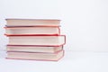 Composition with hardcover books, Books stacking, isolated on white background. Back to school. Copy Space. Education background Royalty Free Stock Photo