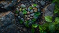 Heart Made from Stones, Green Leaves, and Twigs. Love for Environment, Earth Day. AI Generated Royalty Free Stock Photo