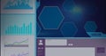 Composition of hexagons and medical data processing on screens Royalty Free Stock Photo