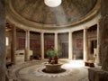 Roman Dome Temple Interior Illuminated By Sunbeam Through Central Oculus Royalty Free Stock Photo