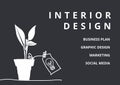 Composition of interior design services text over plant