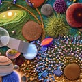 A composition of intricate details and microcosmic worlds, with magnified textures, microscopic organisms, and hidden elements w Royalty Free Stock Photo